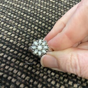 Elegant Sterling Silver Mother of Pearl Floral Ring